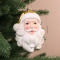 Décoration de sapin de Noël tête de Père Noël vintage avec barbe blanche et bonnet doré - Or Blanc-Tête de Père Noël