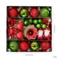 Set di palline di Natale festose rosse e verdi in scatola da 24,5 cm, 315g. - Set di forme irregolari rosso e verde
