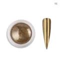 Polvere specchio per unghie oro con tip di esposizione, ideale per manicure metallizzata. - 0.2g #01 / Dorato