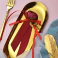 Red faux flower ribbon accessory for wedding candy box, elegant decorative bow knot gift wrapper. - New Style / Red