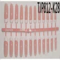 Set di unghie finte ovali manicure francese punte per unghie in acrilico con supporto - Stile Francese K28
