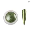 Polvere per unghie cromo solida effetto specchio pigmento verde metallico con punta di colore 13. - 0.2g #13