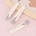 Portable mini U-shaped yarn scissors thread snippers with clear protective covers for sewing. - White Pinking Shears