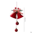Grote rode geflockte kerstklokken hanger met strik van lint en bessenversiering - 6CM Flocking Amerikaanse Bel