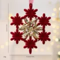 Burgundy flocked velvet snowflake ornament with gold sequins, 12x9.5cm size - Sun Wreath