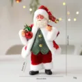 Figura tradicional de Papá Noel de peluche rojo y blanco para decoración festiva navideña - 18cm / Pieza Única / Rojo y Verde