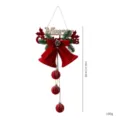Rode gevlokte kerstbel hanger met Merry Christmas bordje en rode kerstballen decor - 20cm Handgeschilderde Engelse Flocking