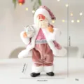 Figura de Papá Noel de terciopelo rosa adorno de Navidad con altura de 18cm colgante - 18cm / Pieza Única / Rosa