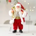 Figura de Papá Noel de peluche con cuerno dorado para decoración de árbol de Navidad - 18cm / Estilo Trompeta / Oro rojo