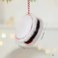 Festive plush Christmas drum ornament with dimensions and white fur trim details - Single Piece / Classic Belt Drum