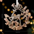 Champagne gold glitter reindeer Christmas ornament acrylic hanging decoration 12cm - Wreath Reindeer (07PCGJ21) / Single Piece