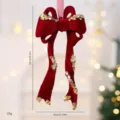 Bourgondisch fluwelen kerststrik ornament met gouden lovertjes decoratie - Strik