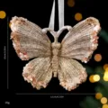 Elegante champagne goud glitter vlinder kersthanger ornament, afmeting 11x10cm - 3D Vlinder (07PCGJ21) / Enkel Stuk
