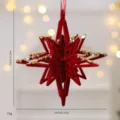 Bourgondische geflockte 3D-ster kerstversiering met pailletten, maat van 13 cm - Explosiester
