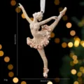 Champagne gouden ballerina kerstornament met glitters en pailletten, 16 cm hoog - Balletmeisje (07PCGJ21) / Enkel Stuk