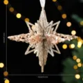 Champagnegouden acryl kerstster met lovertjes, 13 cm feestelijke hangende decoratie - Explosie Ster (07PCGJ21) / Enkel Stuk