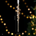 Elegante champagnegouden glitter ijspegel kerstboomversiering met lovertjes 15cm - Ijspegel-15cm (07PCGJ21) / Enkel Stuk