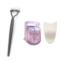 Juego de rizador de pestañas de plástico portátil con peine y funda protectora - Juego Negro