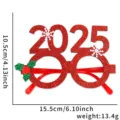 2025 Christmas Party Glasses Red Glitter Photo Prop Holiday Decoration Costume Frame - Red 2025 Glasses