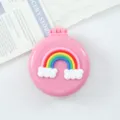 Cute pink foldable hair brush with 3d rainbow cloud design portable mini massage comb mirror - Pink Rainbow