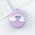 Portable purple folding hair brush with mirror, cute 3D rainbow cloud pocket mini comb. - Purple Rainbow