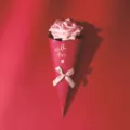 Pink rose ice cream cone candy box wedding favor packaging gift box with ribbon and love text. - Pink Flower with Pink Bow / Approx. 21.5cm Long / Red