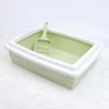 Grüne offene Katzentoilette klein rechteckig Haustierklo mit Schaufel für Kätzchen - 39,5*30,5*11,5 cm / Obstgrün