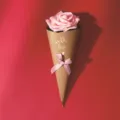 Scatola di caramelle gelato creativa confezione cono di fiori regalo matrimonio festa - Fiore rosa con fiocco rosa / Lungo circa 21,5 cm / Giallo