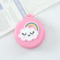 Portable mini foldable hair brush with cute cloud rainbow design and built-in makeup mirror. - Smiling Rainbow