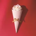 Scatola di carta a cono di fiore di rosa creativa confezione di caramelle per feste - Fiore beige con fiocco giallo / Lungo circa 21,5 cm / Rosa