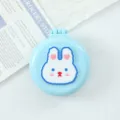 Portable mini folding hair brush with cute rabbit design, compact pocket comb with mirror. - Heart Bunny