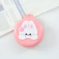 Pink folding mini hair brush with cute rabbit design, portable pocket mirror comb for daily use. - Cherry Blossom Bunny
