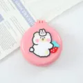 Foldable Pink Air Cushion Hairbrush Mini Pocket Comb with Cute Cartoon Bear and Mirror - Strawberry Bear B