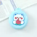 Portable folding air cushion comb with mirror, cute cartoon design mini massage hair brush. - Peach Bear