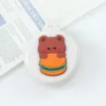 Portable folding mini air cushion hair brush with cute cartoon bear and integrated mirror. - Burger Bear