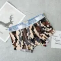 Men's ice silk camo breathable boxer briefs mid-waist printed comfortable men underwear - M / Bottoms / Apricot Camo