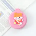 Cute pink foldable travel hair brush with built-in mirror portable mini massage air cushion comb - Little Girl with Satchel