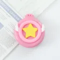 Cute cartoon folding air cushion comb with mirror, portable mini massage hair brush pink star - Star with Small Wings