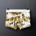 Men's ice silk boxer briefs, breathable lightweight mid-waist printed underwear for daily comfort. - M / Bottoms / Yellow Leaf Hummingbird