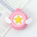 Pink folding air cushion pocket comb with cute star design, portable mini makeup mirror for travel use. - Star with Big Wings