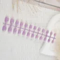 Short square press on nail tips strip purple blank fake nails set for easy DIY nail art. - 24 Pcs/Set / Lavender