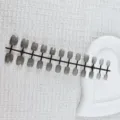 Short square press on nail tips un-oiled grey grid fake nails strip wholesale batch - 24 Pcs/Set / Ink Black