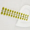 Short square un-oiled press-on false nail tips in olive green, strip packaged item. - 24 Pcs/Set / Leaf Green