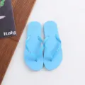 Light blue solid color flip-flops summer beach shoes casual thong slippers for couple pair. - Sky Blue