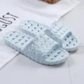 Light blue hollow plastic bathroom slippers, anti-slip woven design home shower sandals for daily use. - 38-39 (Fit 37-38) / Wise Blue