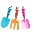 Colorful children garden tools set cute cartoon shovel and rake for kids beach playing - Round Shovel + Square Shovel + Fork 3-Piece Set