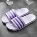 Purple slide sandals with three stripes, comfortable soft bottom home bathroom slippers. - 36-37 (Runs 1-2 Sizes Small) / N763 Purple (Women's)