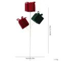 Decorative Christmas floral pick with three red and green velvet fabric gift boxes - Red and Green Gift Pack, 3 Heads, 40cm