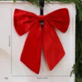 Large red velvet Christmas bow decoration for trees and windows, 34x36cm dimensions. - Red Large / 1 Piece/Pack