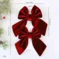 Set aus zwei großen roten Samt-Weihnachtsschleifen mit Größenangaben für die Deko - Weinrot Klein